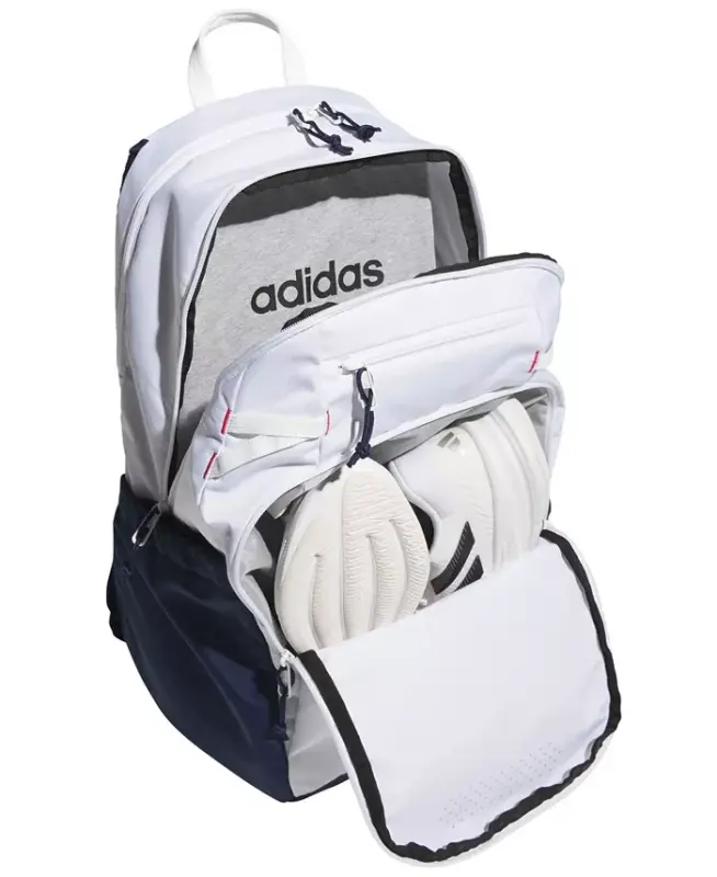 Men's Multiple Zippered Pockets Backpack Messenger - White/Night Indigo/Pure Ruby Red - 3