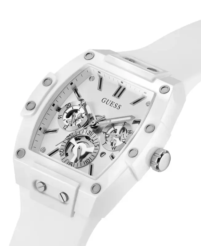 Men's Multi-Function White Silicone Strap Watch 43mm-White - 4