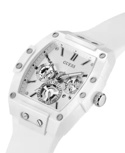 Men's Multi-Function White Silicone Strap Watch 43mm - White - 4