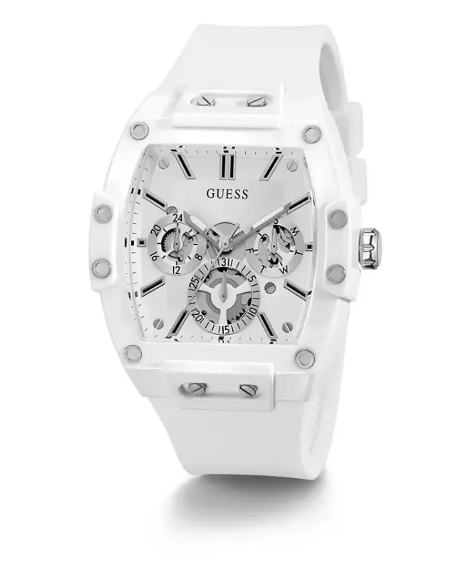 Men's Multi-Function White Silicone Strap Watch 43mm - White - 5
