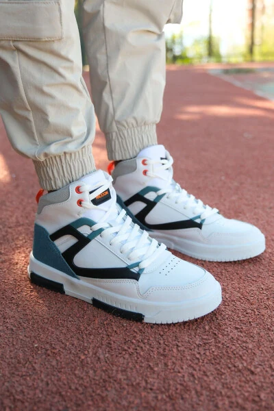 Erkek Comfort Sneaker Bot 001263 Beyaz Petrol-Beyaz Petrol - Modazone