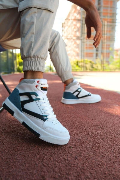 Erkek Comfort Sneaker Bot 001263 Beyaz Petrol-Beyaz Petrol - Modazone (1)