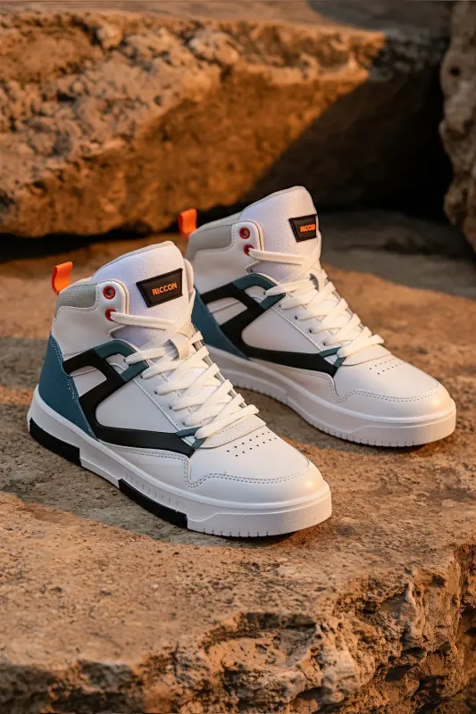 Erkek Comfort Sneaker Bot 001263 Beyaz Petrol - 7