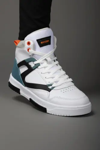 Erkek Comfort Sneaker Bot 001263 Beyaz Petrol - 8