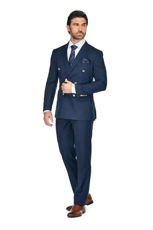 Men's Slim Fit 2-Piece Double Breasted Suit - GINO VITALE