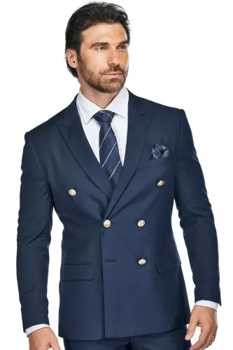 Men's Slim Fit 2-Piece Double Breasted Suit - GINO VITALE (1)