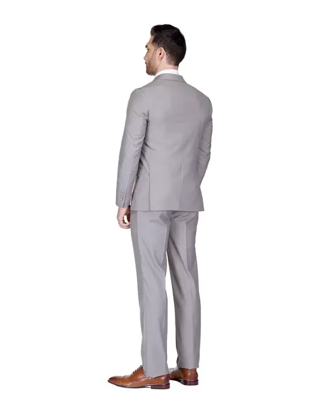 Men's Slim Fit 2-Piece Double Breasted Suit - Light grey - 4