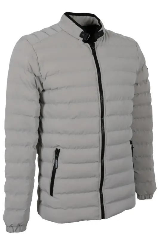 Erkek Dar Kesim Karbon Deri Şişme Mont RAR01227 - Taş Rengi - 3