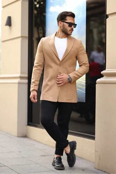 Erkek Dar Kesim Kaşe Kaban - Twenhil