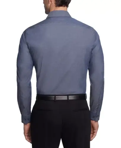 Calvin Klein Men's Performance Wrinkle Free Herringbone Slim Fit Dress Shirt - Stream - 2