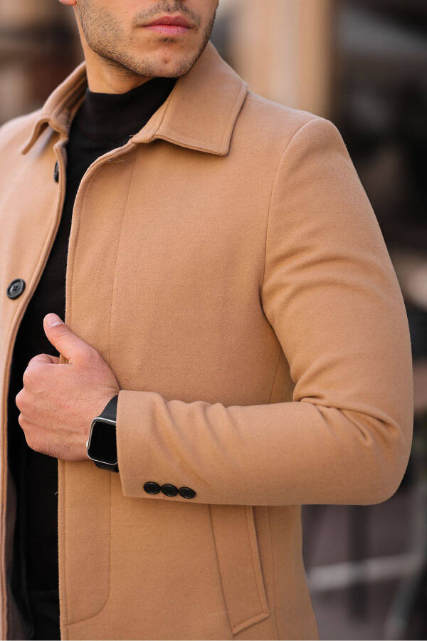 Erkek Dar Kesim Uzun Kaşe Kaban-VİZON - 6