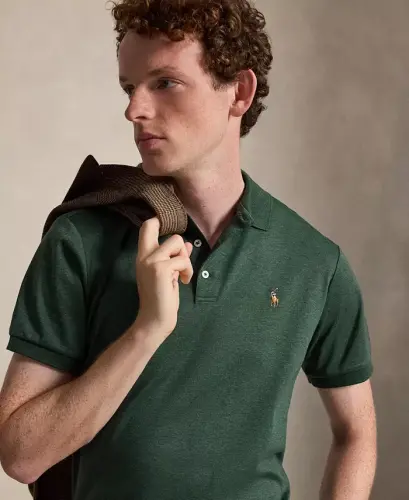 Men’s Slim-Fit Soft Cotton Polo Shirt - Scotch Pine Heather - 3