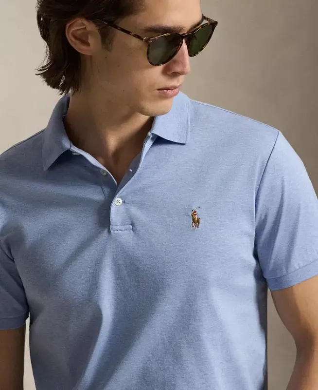Men’s Slim-Fit Soft Cotton Polo Shirt - Isle Heather - 4