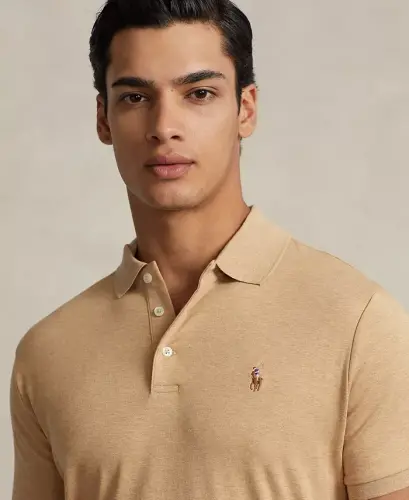 Erkek Dar Kesim Yumuşak Pamuklu Polo Tişört - Klasik Camel Kırçıllı - 3
