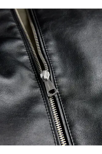 Erkek Deri Ceket 63412147218 Siyah Rahat Kesim Bol Kalıp - Siyah12301595 - Jack & Jones (1)