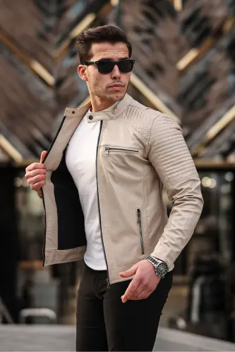 Erkek Deri Ceket deri mont-taş - 1