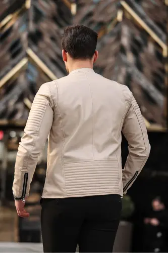 Erkek Deri Ceket deri mont-taş - 3