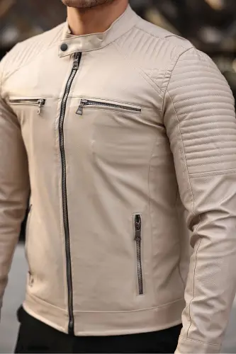 Erkek Deri Ceket deri mont-taş - 6
