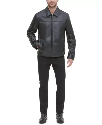 Men's Leather Jacket, Created for Modazone - Black - 1