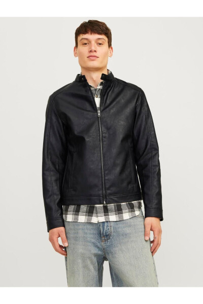 Erkek Deri Ceket SiyahJacket Noos-siyah1 - JACK & JONES (1)