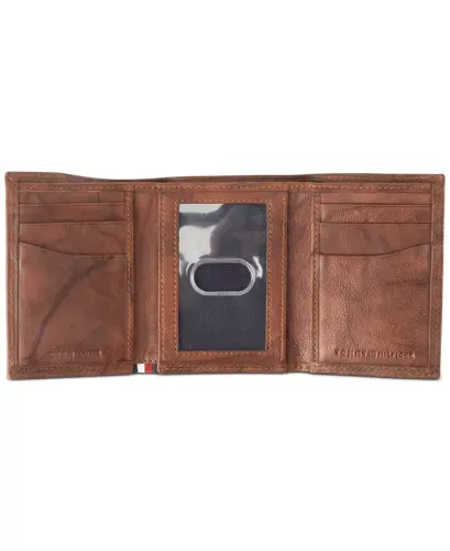 Men's Leather Billfold Pocket RFID Wallet - Tan - TOMMY HILFIGER (1)
