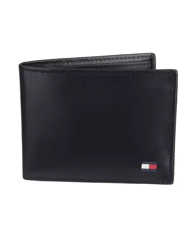 Men's Leather Passcase Wallet-Black - TOMMY HILFIGER