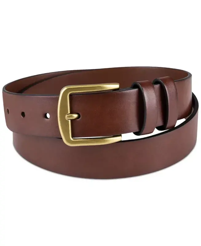 Men's Burnished-Edge Belt, Created for Modazone - Cognac - 1