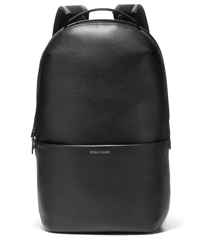 Men's Leather Triboro Backpack-Black - 1
