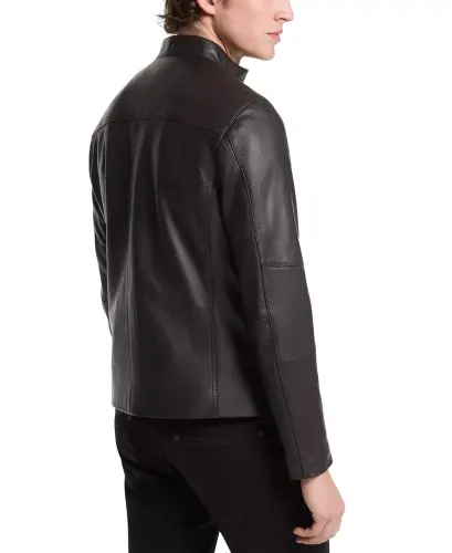 Men's Leather Racer Jacket, Created for Modazone - Chocolate - MICHAEL KORS (1)