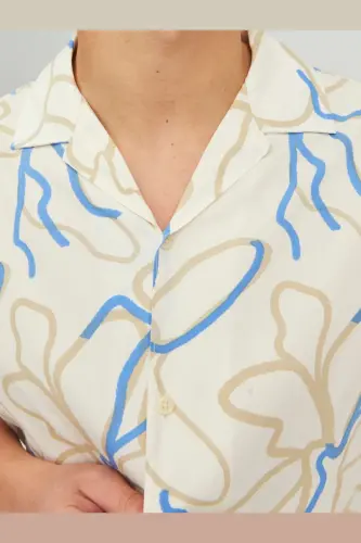 Erkek Desenli Kısa Kollu Gömlek - Blatropic-Marina - 3