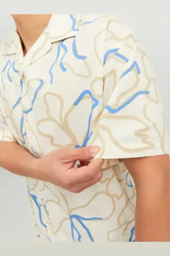 Erkek Desenli Kısa Kollu Gömlek - Blatropic-Marina - 5