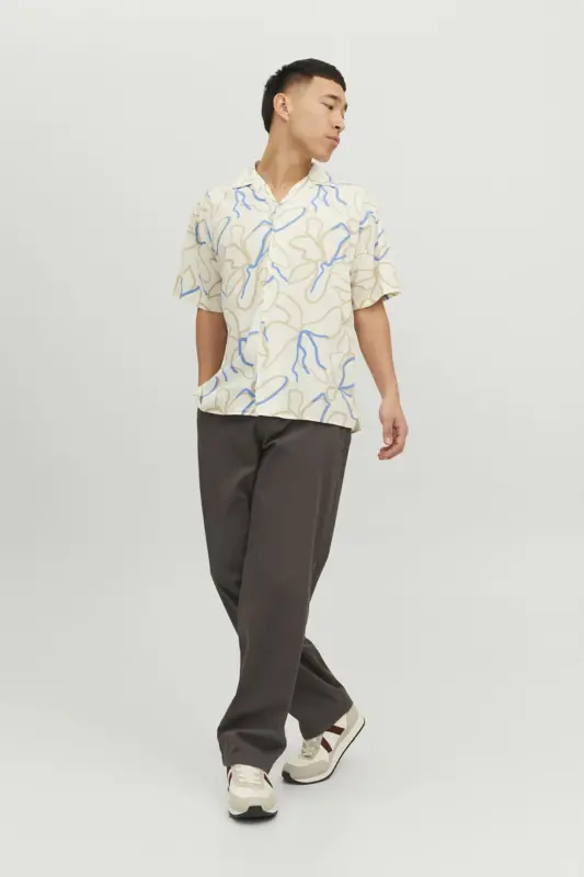 Erkek Desenli Kısa Kollu Gömlek - Blatropic-Marina - JACK & JONES