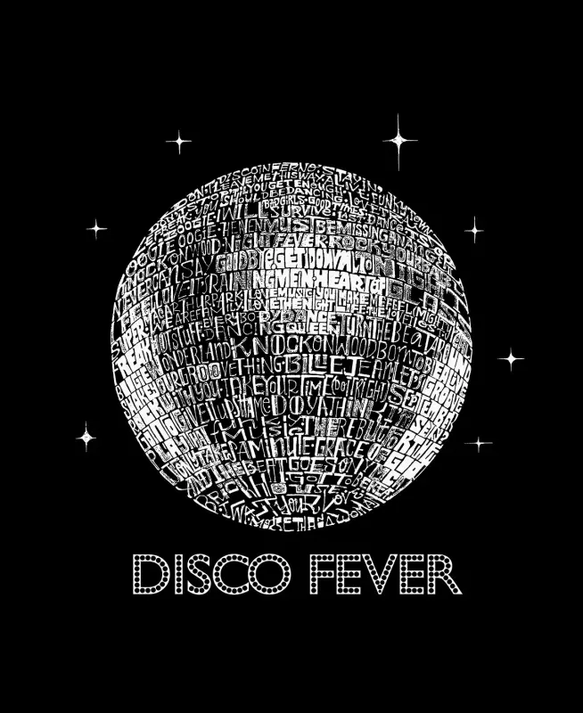 Men's Disco Ball Word Art T-shirt - Black - 2