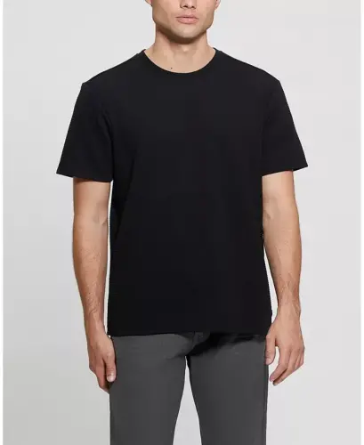 Men's Textured Solid T-Shirt - Black 