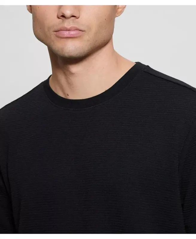 Men's Textured Solid T-Shirt - Black - 4