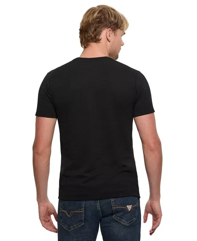 Men's Textured Solid T-Shirt - Black - 5