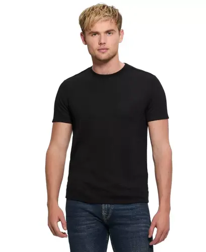 Men's Textured Solid T-Shirt - Black - 6