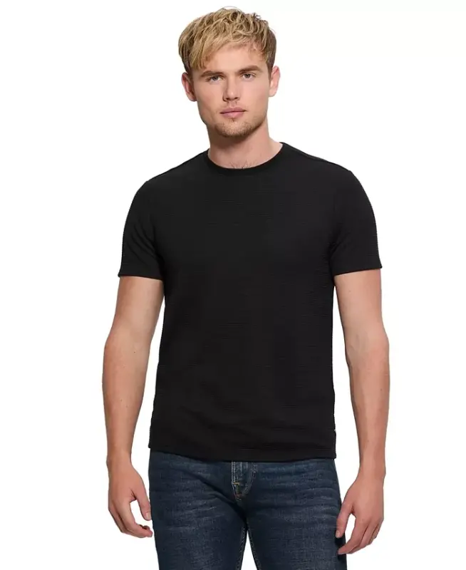 Men's Textured Solid T-Shirt - Black - 6