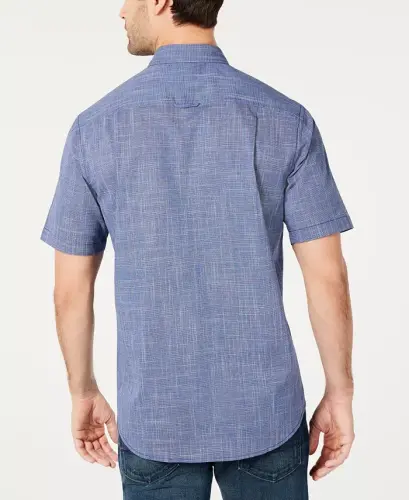 Men's Texture Check Stretch Cotton Shirt, Created for Modazone - CLUB ROOM (1)