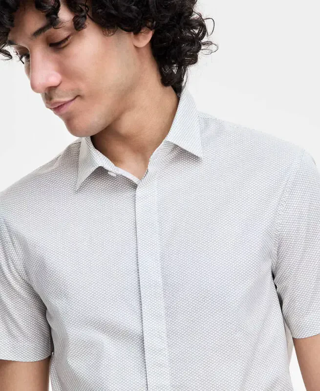 Men's Textured Shirt-Off White Arrow Down - 2