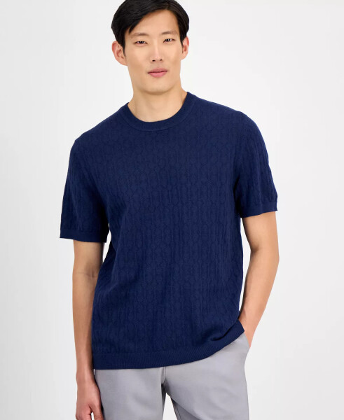 Men's Textured Sweater T-Shirt, Exclusively at Modazone-Neo Navy - 1