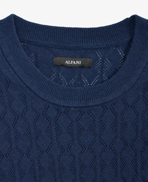Men's Textured Sweater T-Shirt, Exclusively at Modazone-Neo Navy - 2