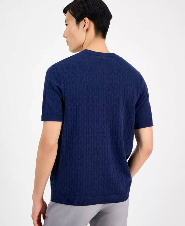 Men's Textured Sweater T-Shirt, Exclusively at Modazone-Neo Navy - 3
