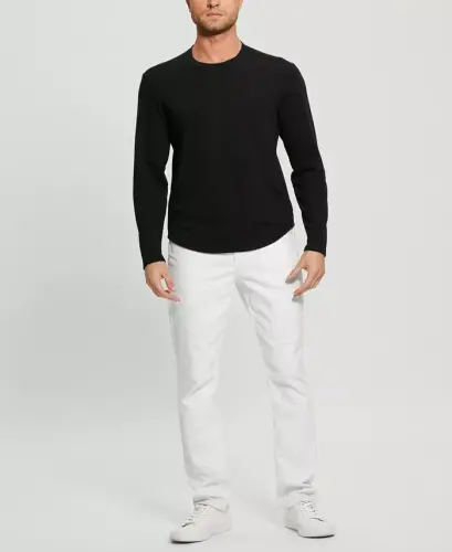 Men's Textured Long-Sleeve T-Shirt - Jet Black - GUESS (1)