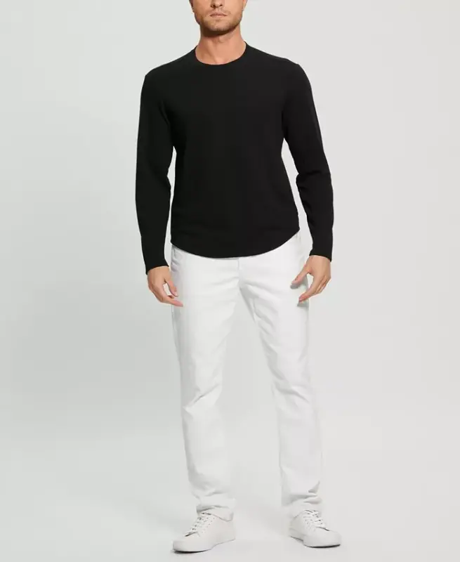 Men's Textured Long-Sleeve T-Shirt - Jet Black - 2