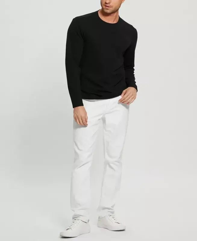 Men's Textured Long-Sleeve T-Shirt - Jet Black - 3
