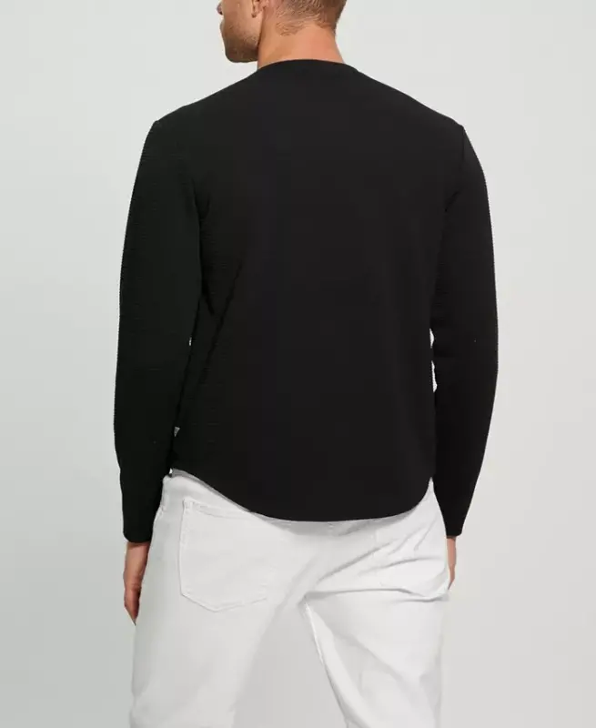Men's Textured Long-Sleeve T-Shirt - Jet Black - 5