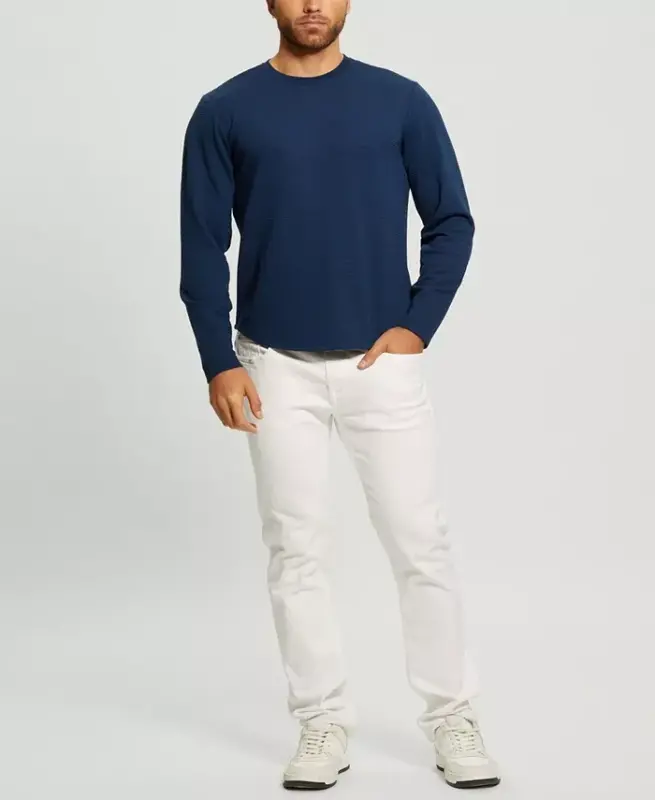 Men's Textured Long-Sleeve T-Shirt - Silk Blue - 2