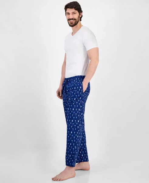 Men's Woven Beverage-Graphic Pajama Pants, Exclusively at Modazone-Navy/Yellow - Club Room (1)