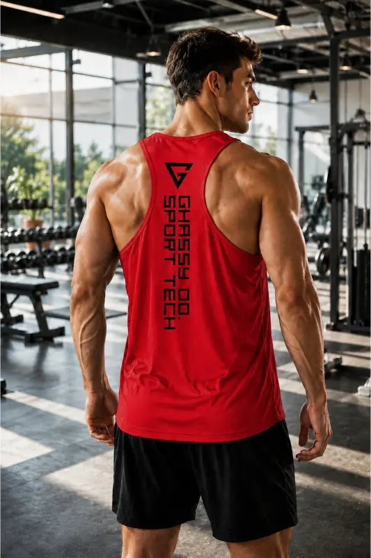Erkek Dry Fit Y-back Gym Fitness Sporcu Atleti Gym-101 - KIRMIZI - 1